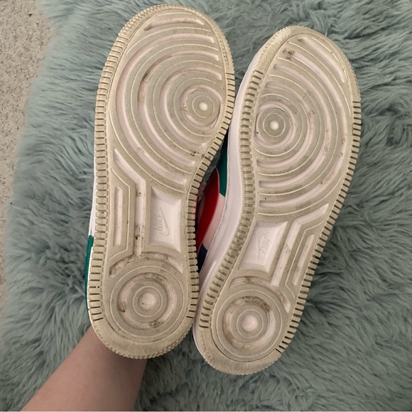 Women’s 9 NIKE Air Force 1 Low Shadow Mystic Navy Pink Red Green Sneakers - Picture 6 of 7